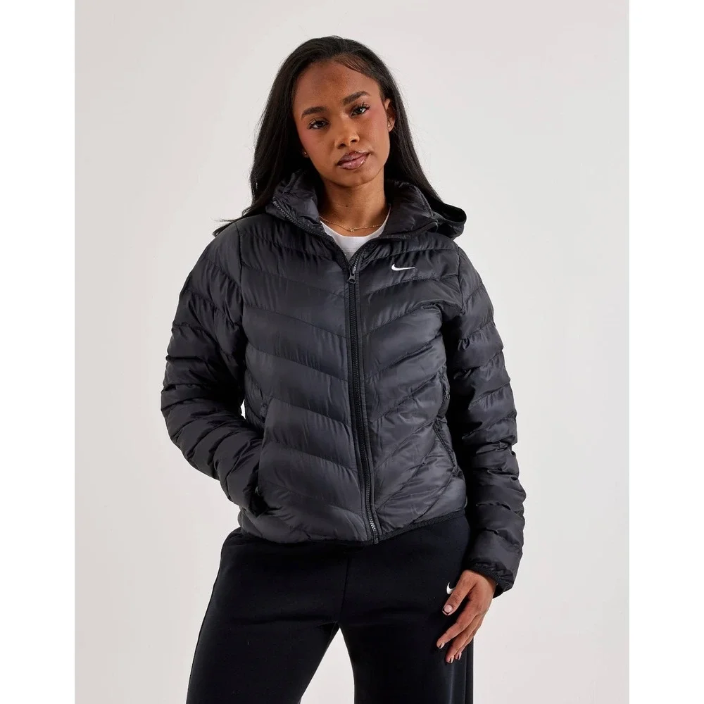 Womens Size S Nike Windpuffer Therma‑Fit Hooded Puffer Jacket Black HV2457‑010